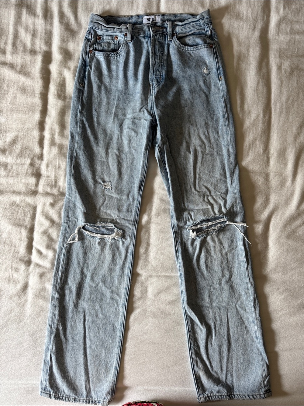 Pistola Light Blue Distressed Women’s Straight-Leg Jeans